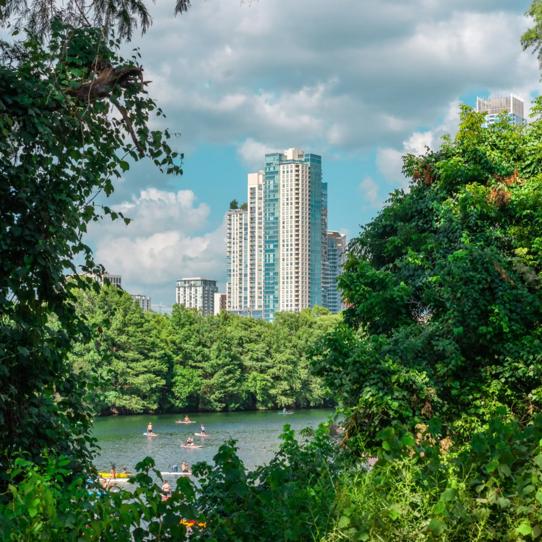 Austin Texas skyline and Lady Bird Lake